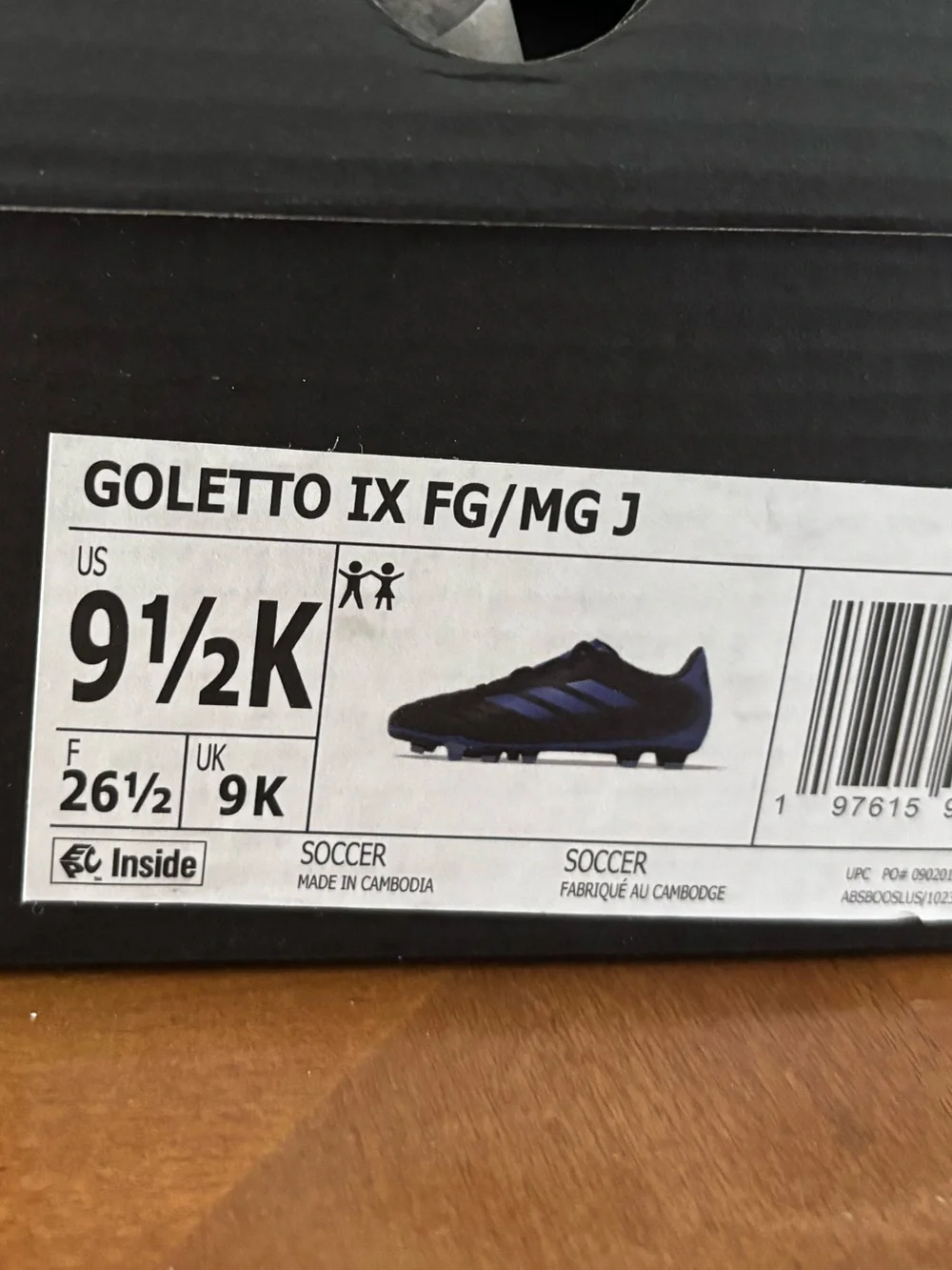 Adidas Toddler 9.5 Black and Blue Soccer Cleats